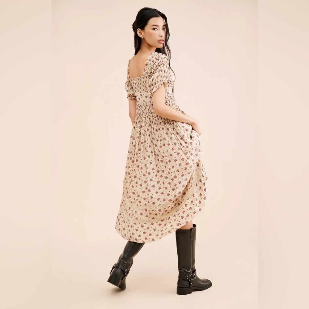 Free People Bali Juniper Dress Ditsy Floral Neutral - Picture 2 of 5